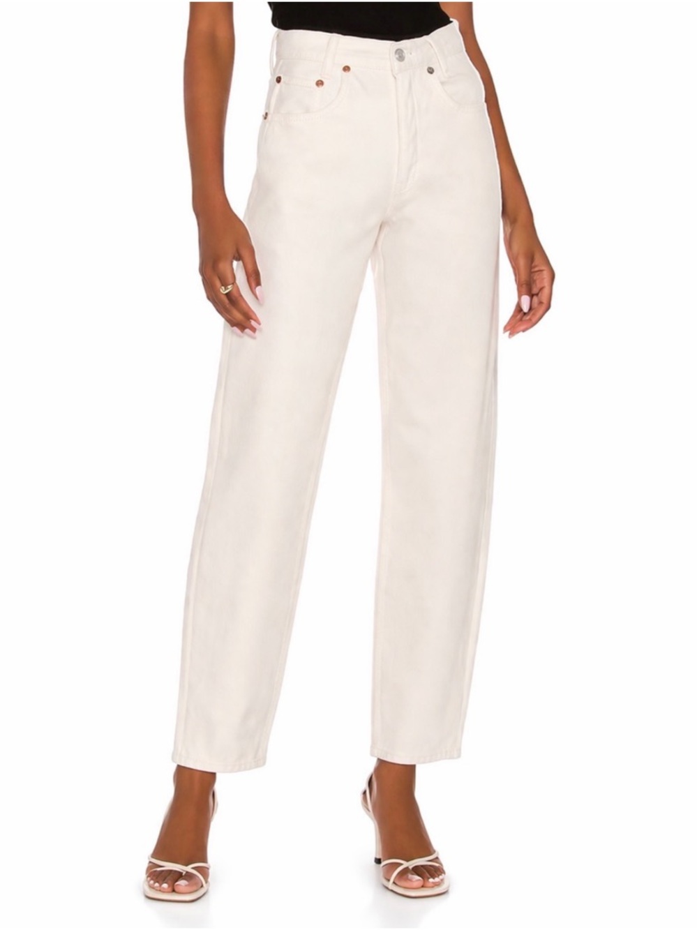 Agolde High Rise Straight Jeans in Off-White